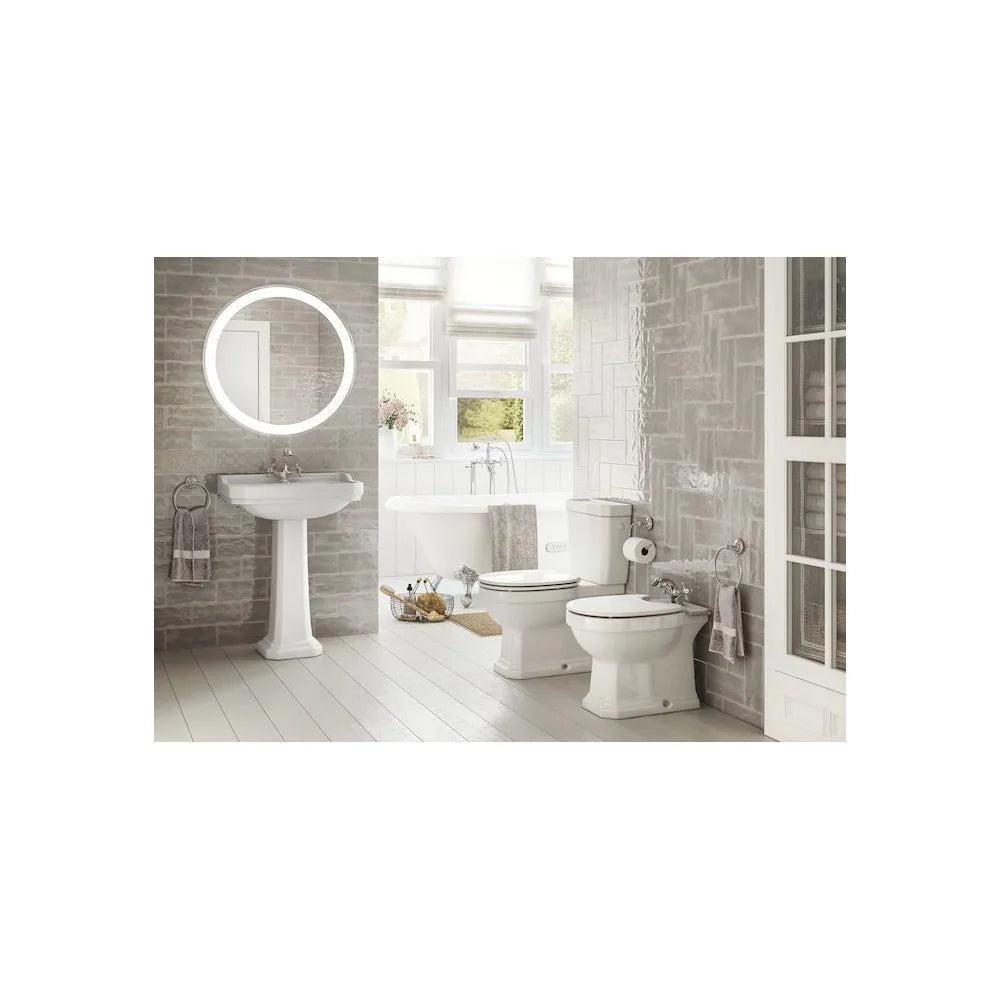 Lavabo con pedestal para baño fabricado en porcelana de color blanco Carmen Roca - Vista 4