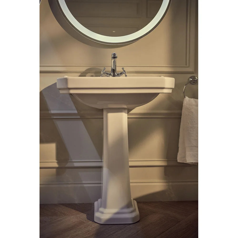 Lavabo con pedestal para baño fabricado en porcelana de color blanco Carmen Roca - Vista 3