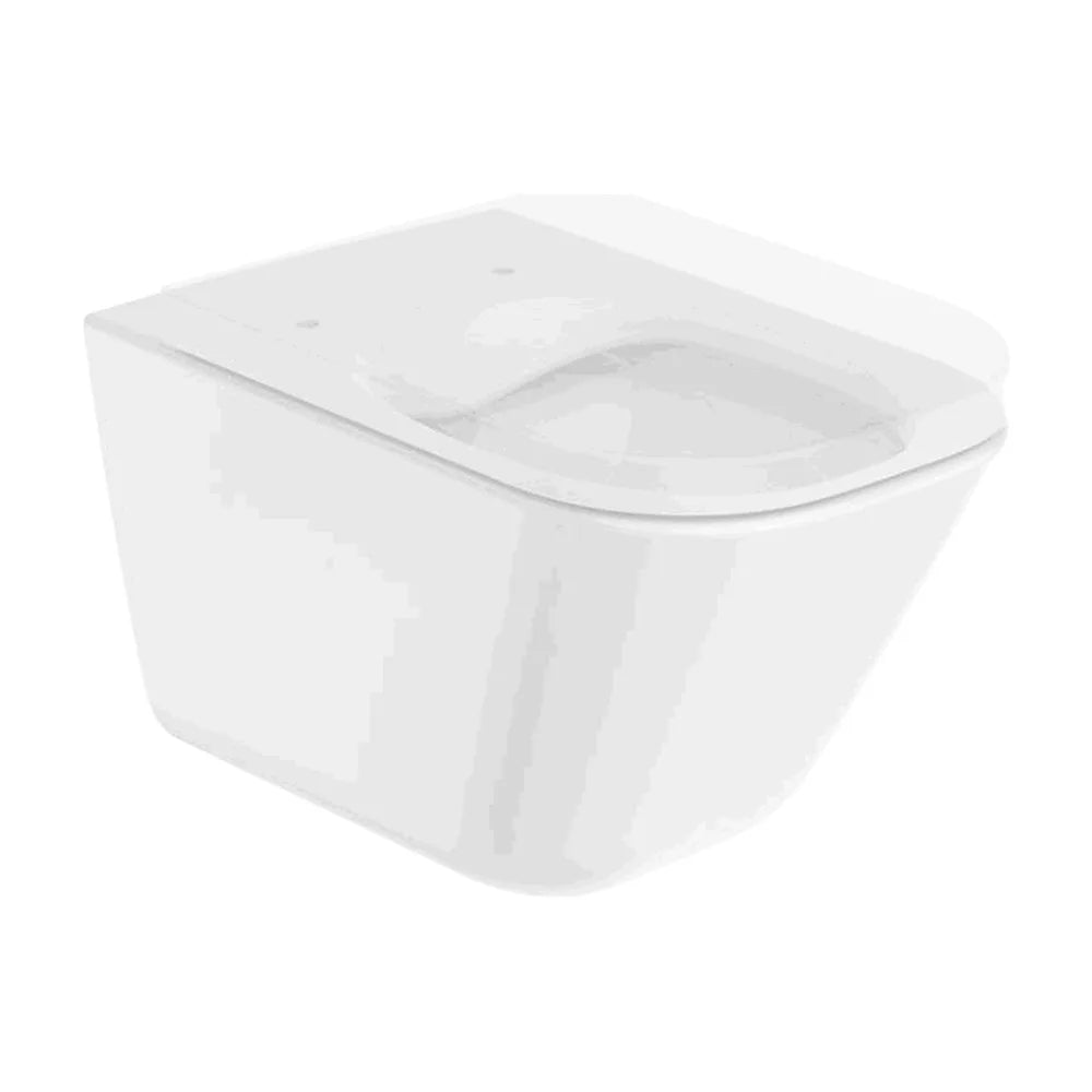 Taza suspendida con salida horizontal de 35 cm fabricada en porcelana de color blanco The Gap Square Roca - Vista 1