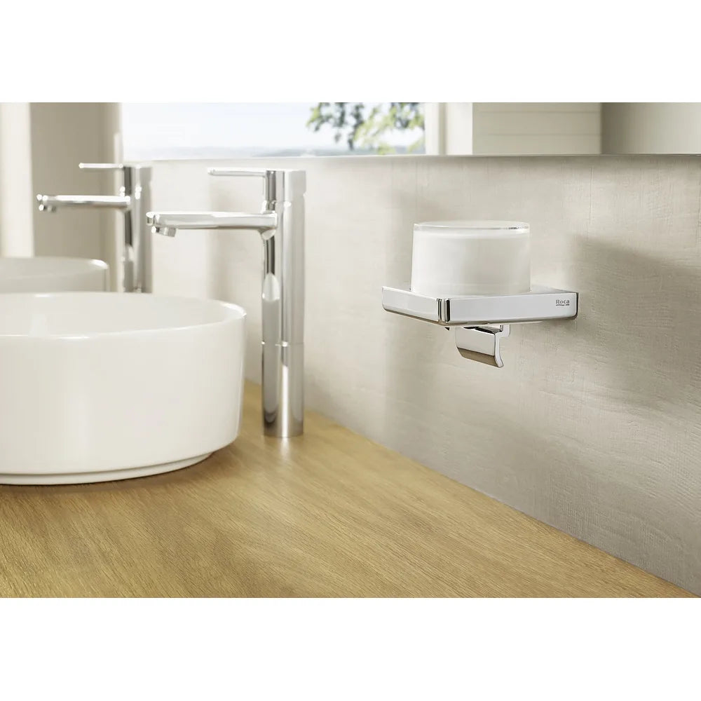 Dosificador de pared de 12 cm fabricado en metal con acabado brilloso Tempo Roca - Vista 2