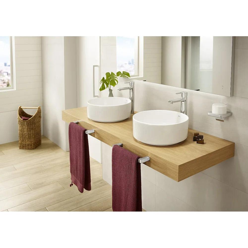 Toallero de lavabo de instalación a mural de 30 cm fabricado en metal con acabado brillante Tempo Roca - Vista 2