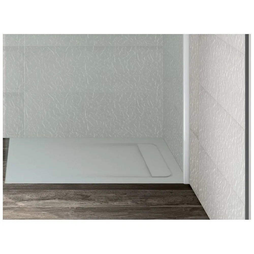 Plato de ducha de stonex con diseño rectangular extraplano en acabado perla Aquos Roca - Vista 4