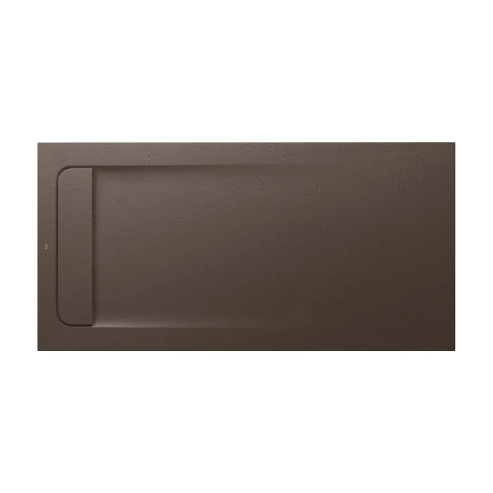 Plato de ducha rectangular extraplano de stonex con un acabado en color café Aquos Roca - Vista 1