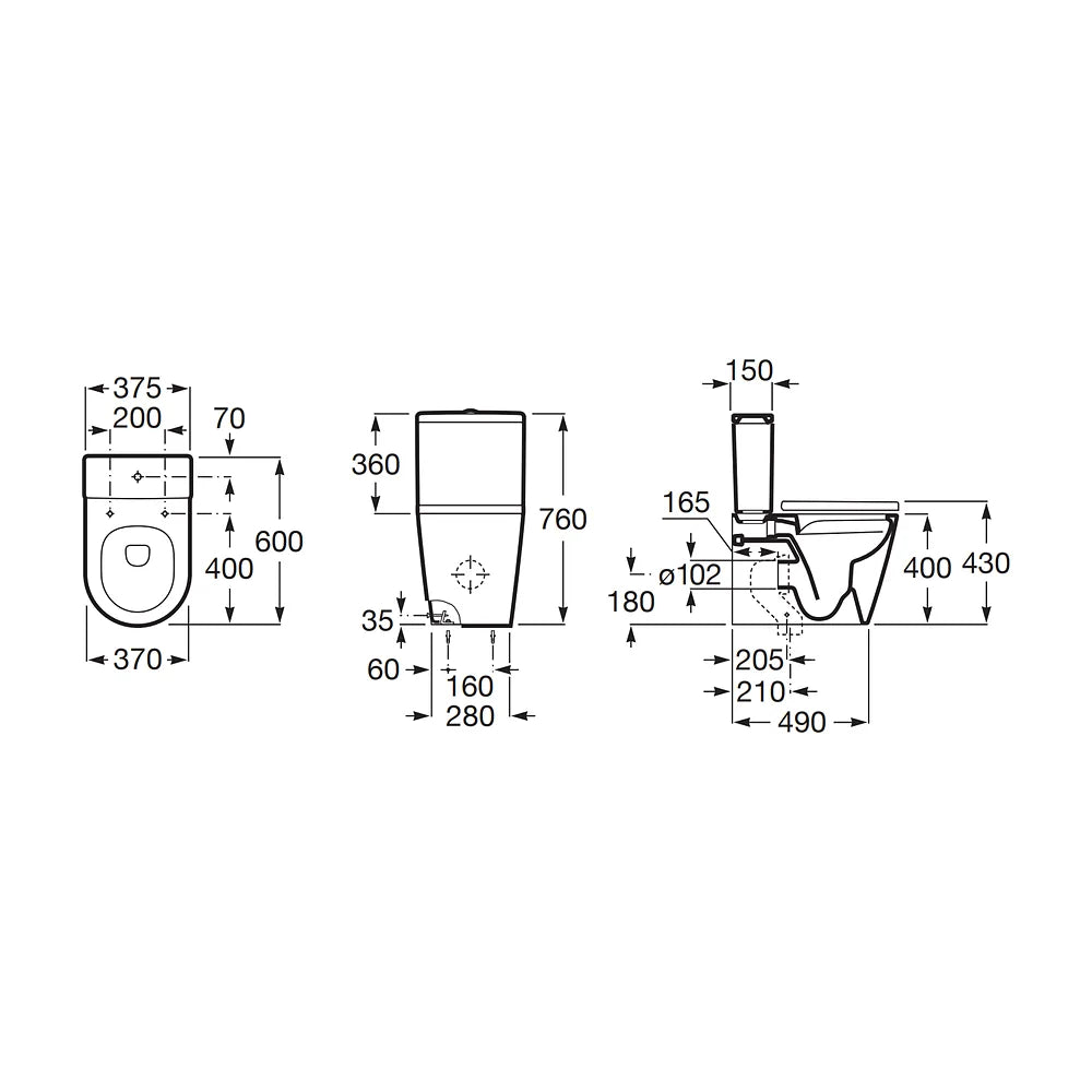 Inodoro compacto completo fabricado en porcelana de color blanco Rimless Inspira Round Roca - Vista 2