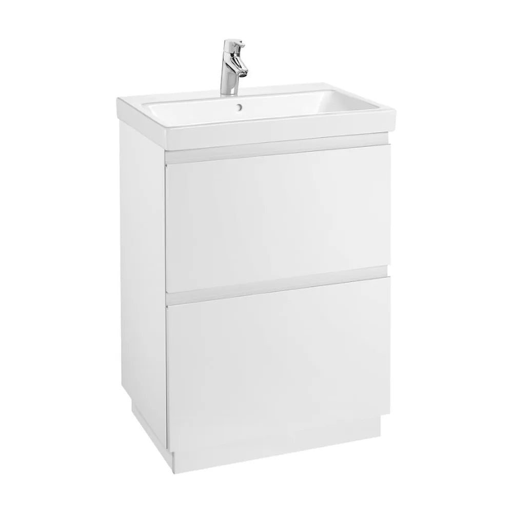 Mueble de baño con lavabo y 2 cajones de 60 cm de ancho color blanco brillo Lander Roca - Vista 1