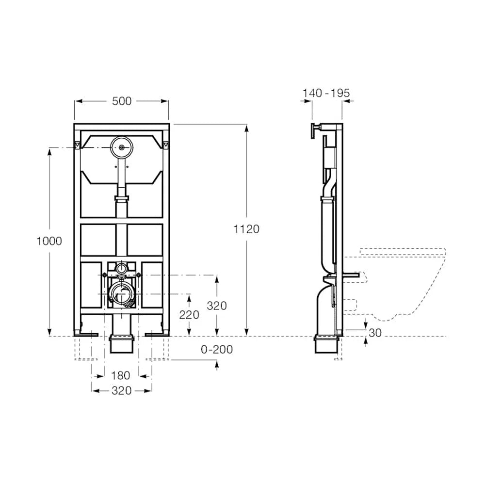 Soporte para inodoro de metal con fluxor de doble descarga Duplo Fluxor Single ROCA - Vista 3