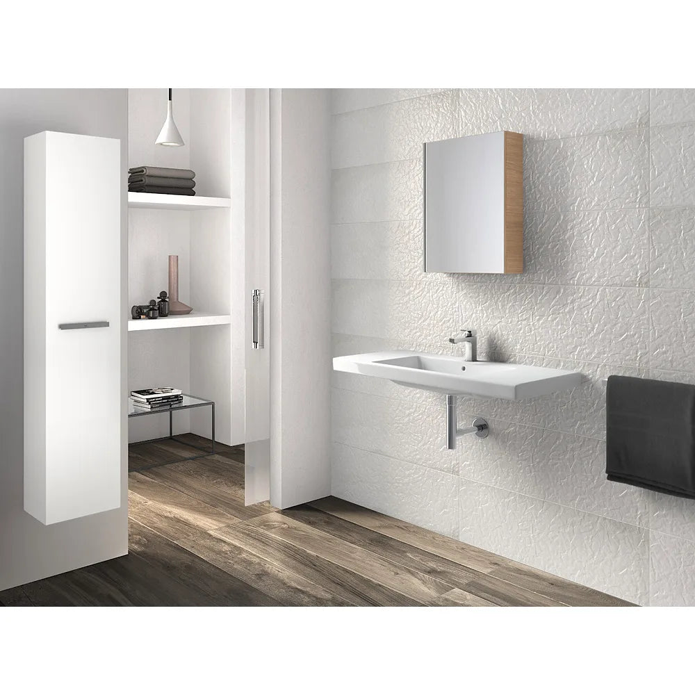 Lavabo mural de porcelana esmaltada de 100 cm con un acabado en color blanco The Gap Roca - Vista 2