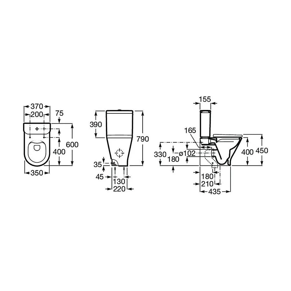 Taza para Tanque Bajo Rimless The Gap Round Blanco Roca - Vista 3