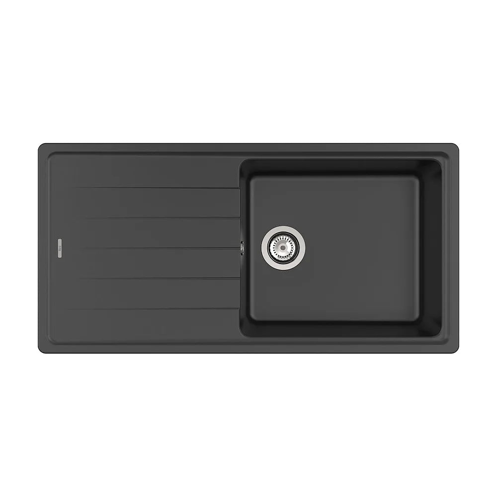 Fregadero de carga mineral de 100 cm con escurridor en acabado color negro Bergen Roca - Vista 1