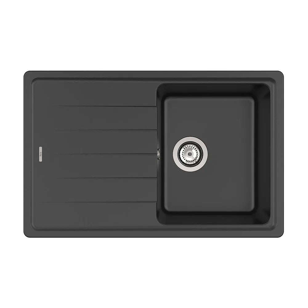 Fregadero de carga mineral con escurridor en acabado color negro QUARZEX® Bergen Roca - Vista 1