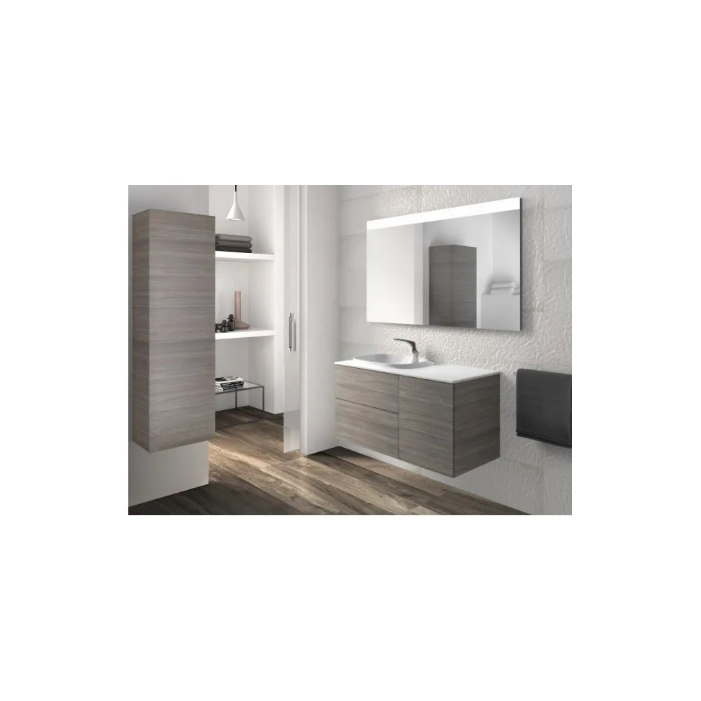 Mueble de Baño con Lavabo Izquierdo Formado por 2 Cajones y 1 Puerta Beyond de 100 cm Colección Unik Roble Roca - Vista 2