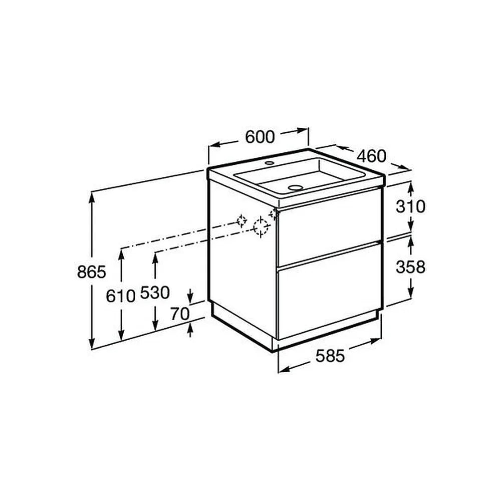 Mueble de Baño con Lavabo y 2 Cajones Lander de 60 cm Colección Unik Roble Roca - Vista 8