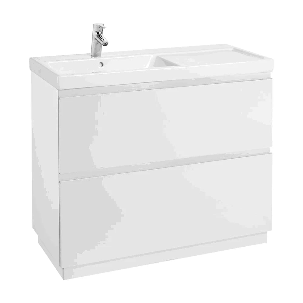 Mueble de Baño con Lavabo Izquierdo y 2 Cajones Lander de 100 cm Colección Unik Blanco Brillo Roca - Vista 1