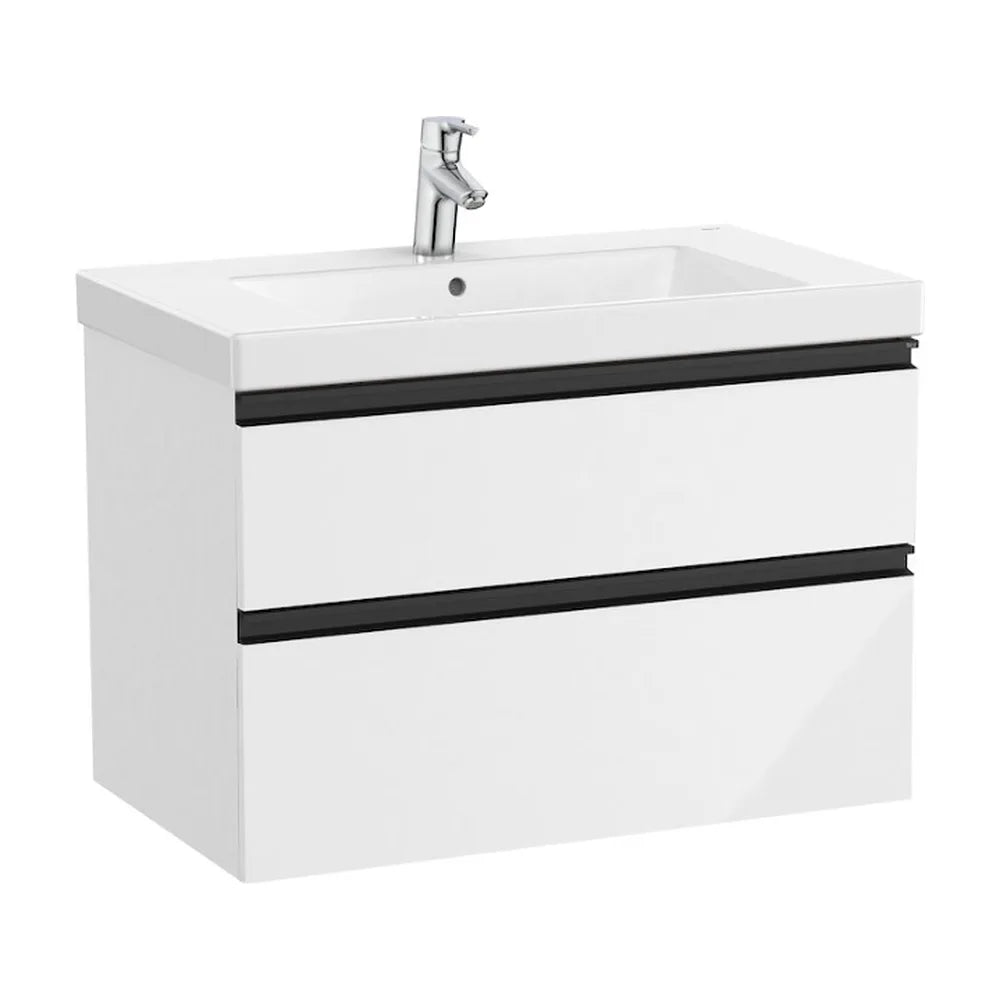Mueble de Baño con Lavabo y 2 Cajones Domi de 80 cm Colección Unik Blanco Brillo Roca - Vista 1