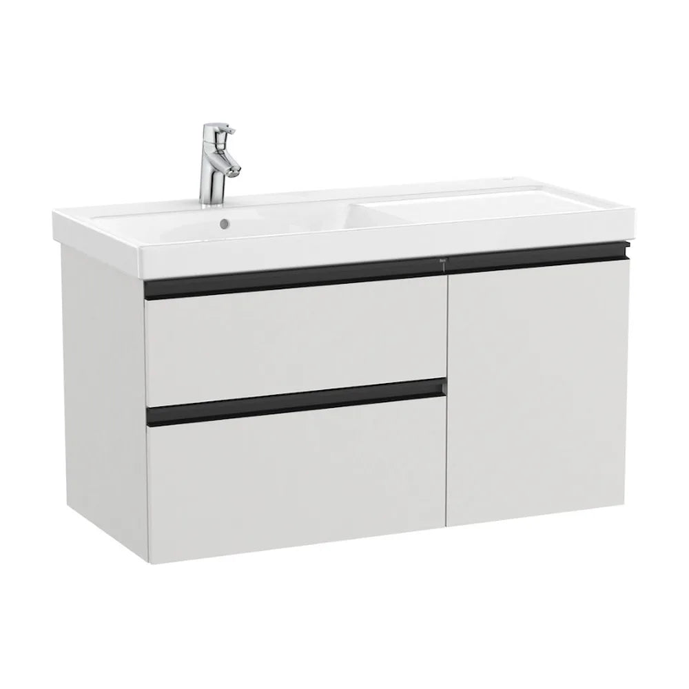 Mueble de Baño con Lavabo Izquierdo Formado por 2 Cajones y 1 Puerta Color Gris Ártico Domi de 100 cm Colección Unik Roca - Vista 1