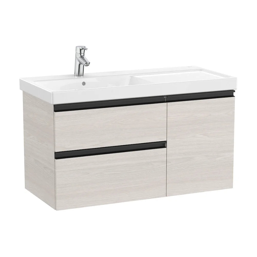 Mueble de Baño con Lavabo Izquierdo Formado por 2 Cajones y 1 Puerta Nórdico Domi de 100 cm Colección Unik Fresno Roca - Vista 1