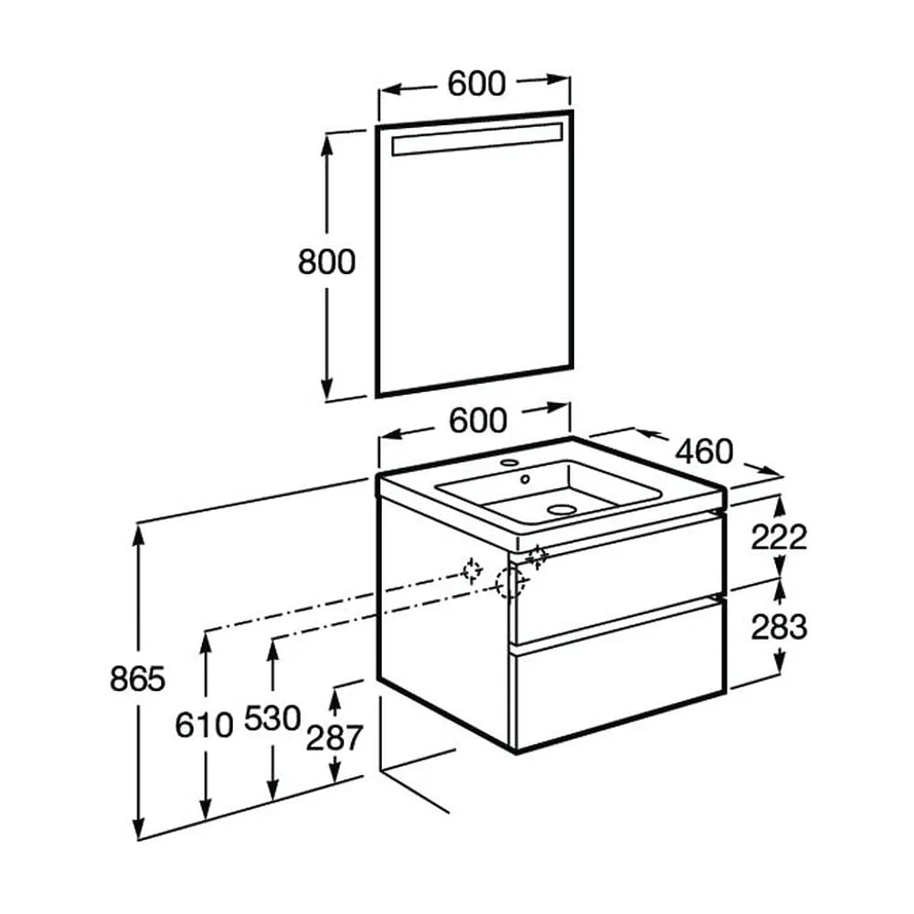 Conjunto de Baño de 2 Cajones Nórdico de 60 cm Colección Domi Fresno Roca - Vista 4