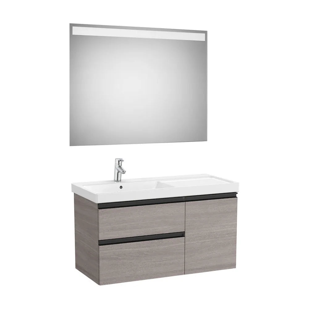 Conjunto de baño de 100 cm con lavabo izquierdo en acabado color roble Pack Domi Roca - Vista 1
