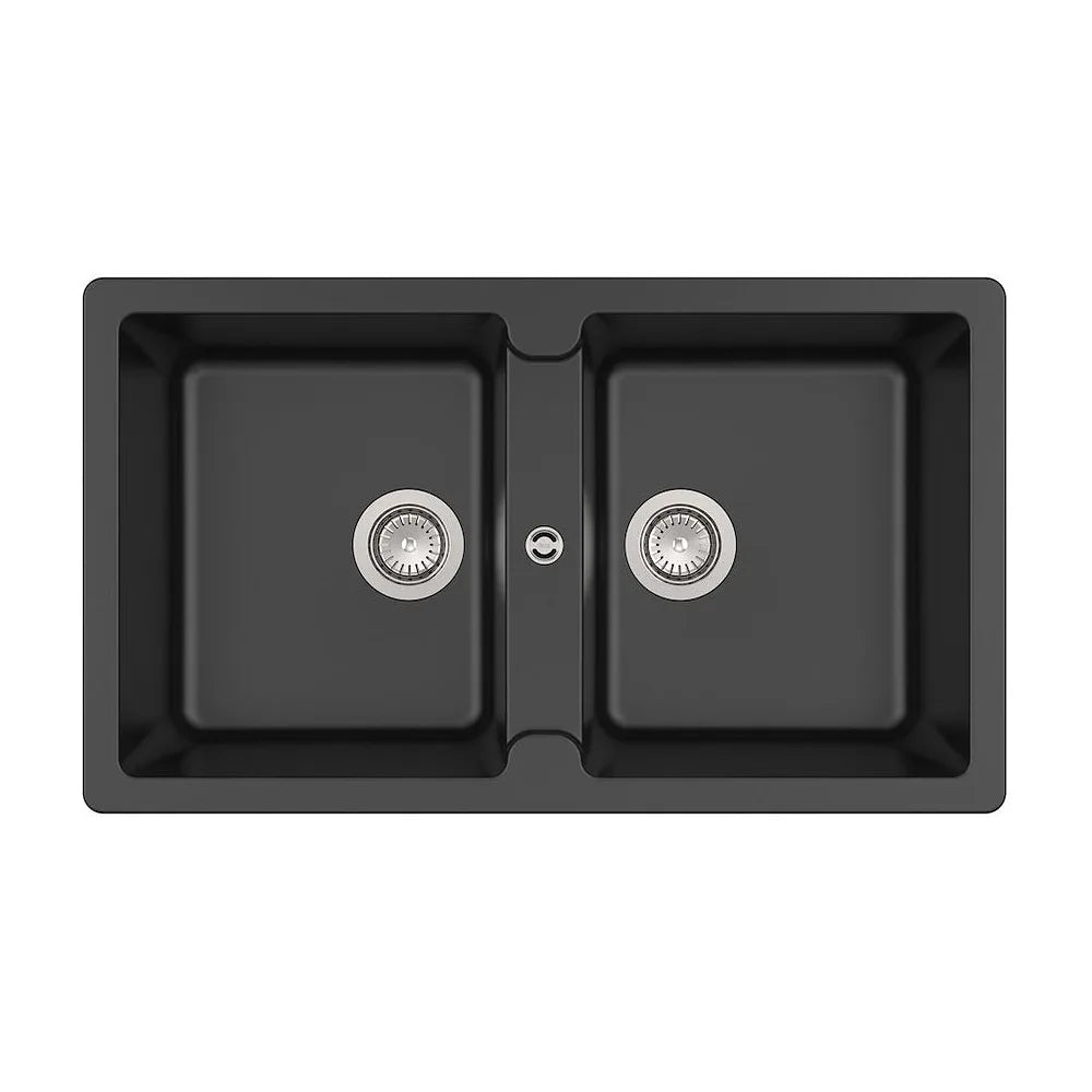 Fregadero de Carga Mineral de Dos Cubetas Bergen Negro Roca - Vista 1