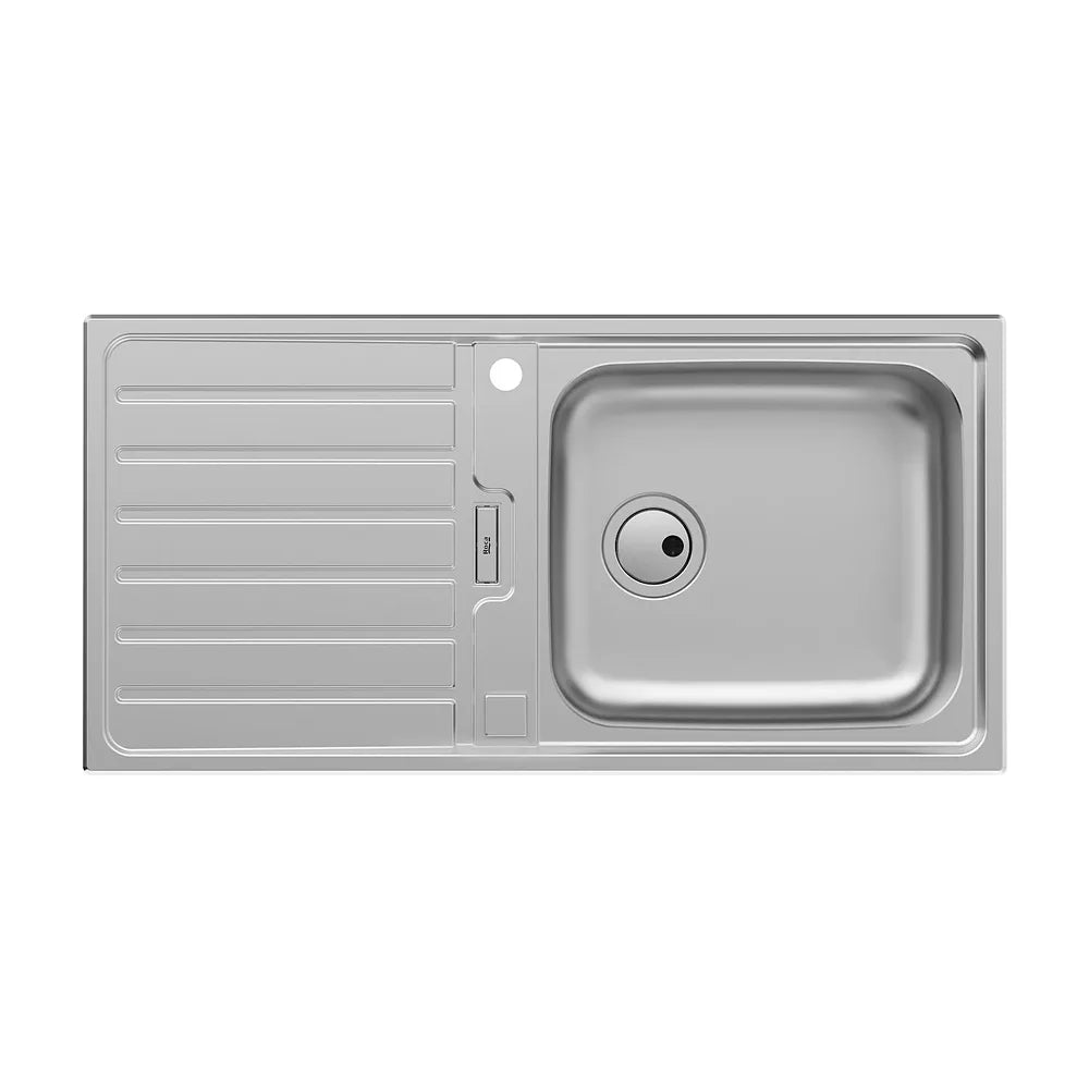 Fregadero de una cubeta de acero inoxidable con válvula automática y un acabado en cromo Siena Roca - Vista 1