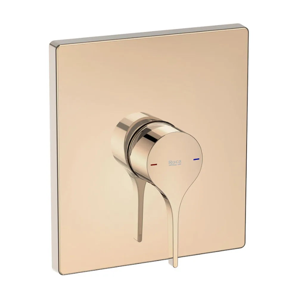 Grifo de ducha monomando con diseño rectangular en acabado color oro rosado Insignia Roca - Vista 1