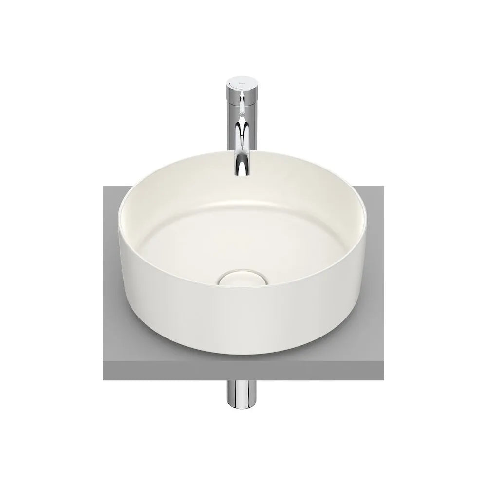 Lavabo de fineceramic de 37 cm circular con un acabado en color beige Round Inspira Roca - Vista 1