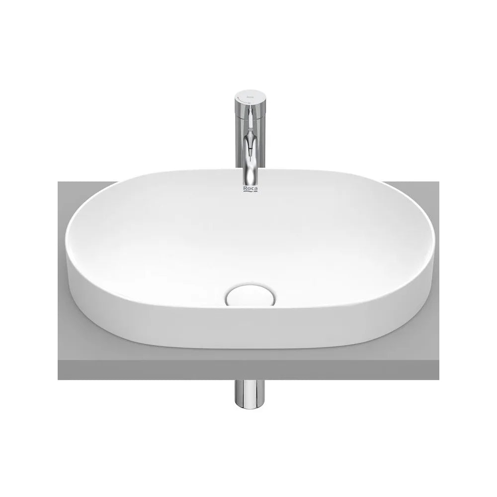 Lavabo de encimera de fineceramic con diseño ovalado en acabado blanco mate Round Inspira Roca - Vista 1