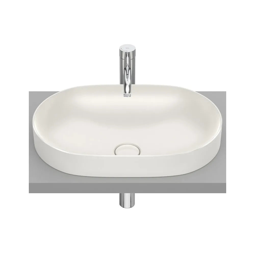 Lavabo de encimera de fineceramic con diseño ovalado en acabado color beige Round Inspira Roca - Vista 1