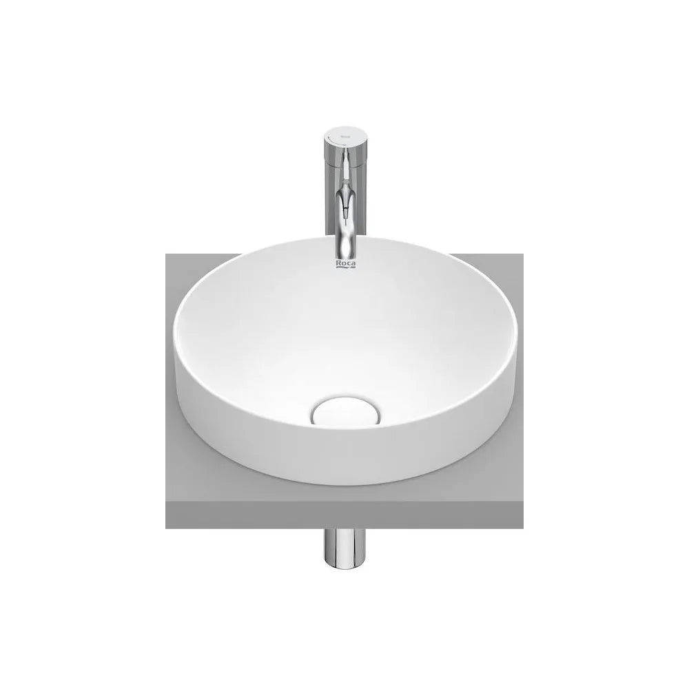 Lavabo de encimera de fineceramic con diseño circular en acabado blanco mate Round Inspira Roca - Vista 1
