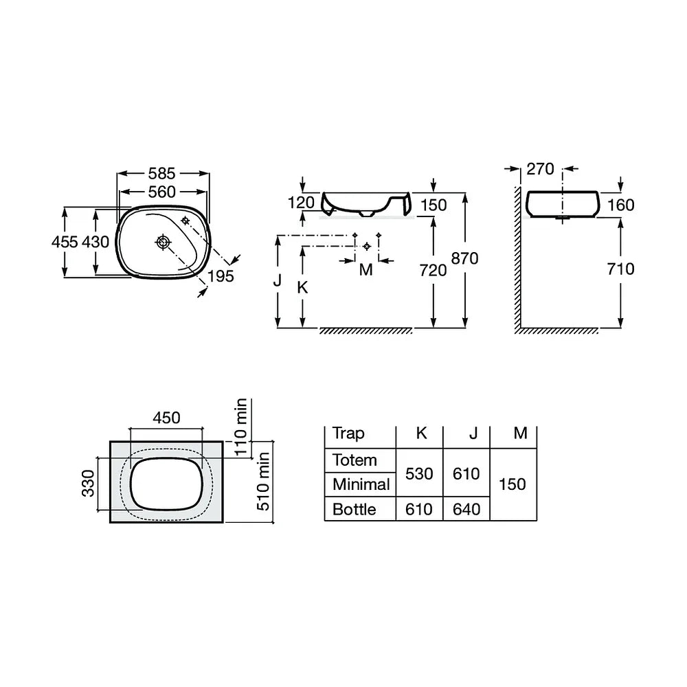 Lavabo Sobre Encimera de Fineceramic Beyond 58 cm Blanco Mate Roca - Vista 4