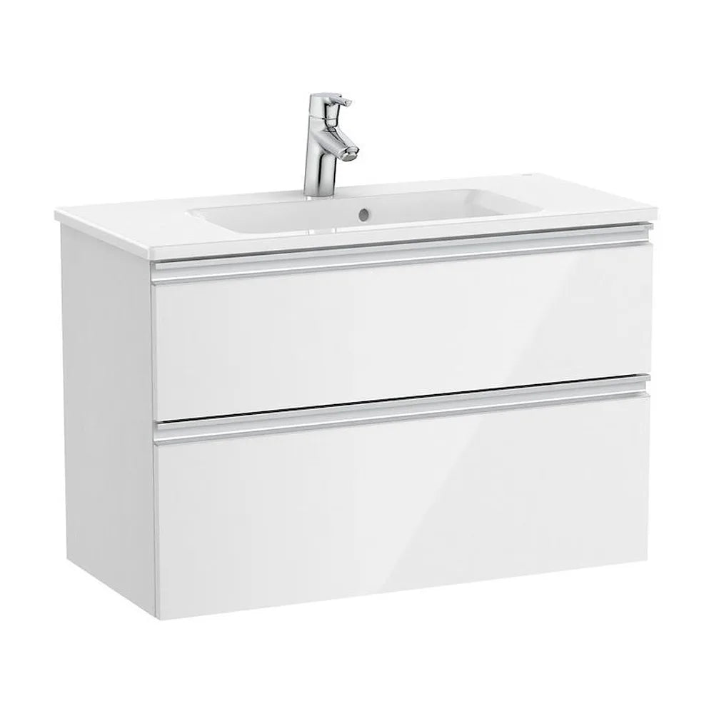 Mueble de baño compacto con lavabo y 2 cajones de 80 cm de ancho color blanco brillo Unik The Gap Roca - Vista 1