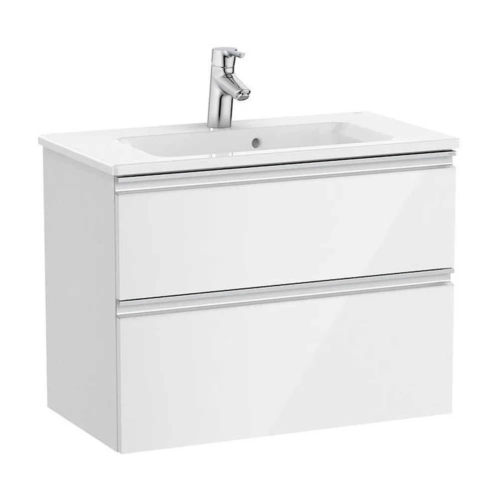 Mueble de baño compacto con lavabo y 2 cajones de 70 cm de ancho color blanco brillo Unik The Gap Roca - Vista 1