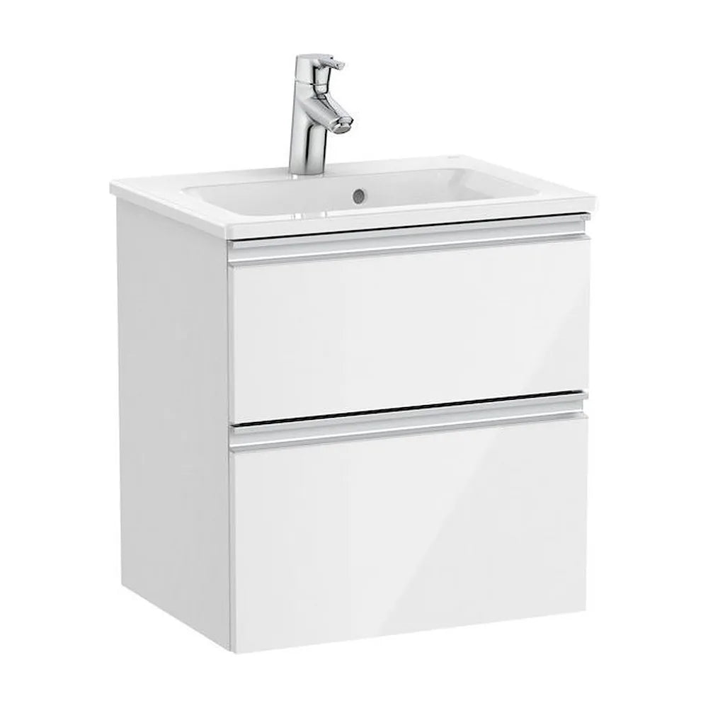 Mueble de baño compacto con lavabo y 2 cajones de 50 cm de ancho color blanco brillo Unik The Gap Roca - Vista 1