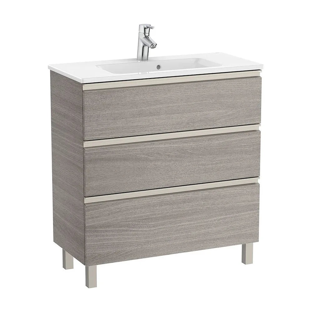 Mueble de Baño Compacto con Lavabo y 3 Cajones Unik de 80 cm Colección The Gap Roble Roca - Vista 2