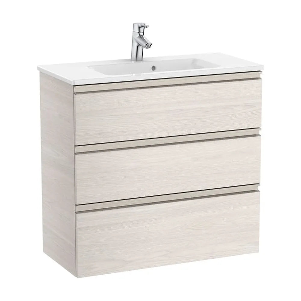 Mueble de baño compacto con lavabo y 3 cajones de 80 cm de ancho en color fresno Unik The Gap Roca - Vista 1