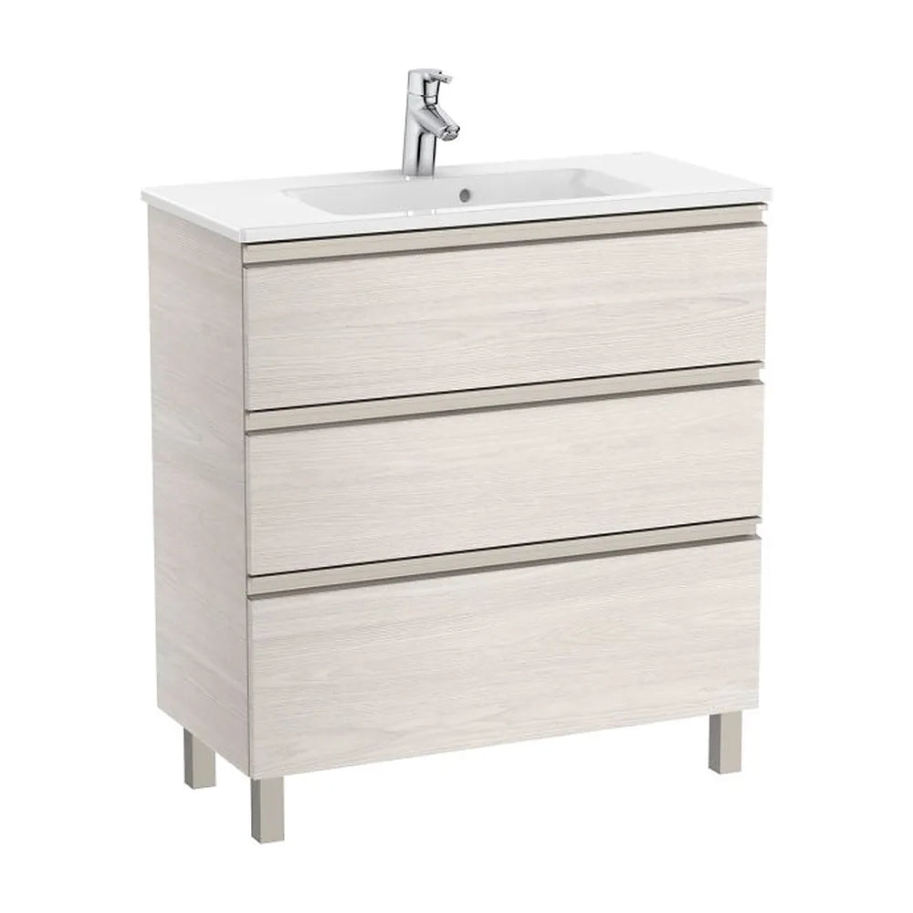 Mueble de baño compacto con lavabo y 3 cajones de 80 cm de ancho en color fresno Unik The Gap Roca - Vista 2