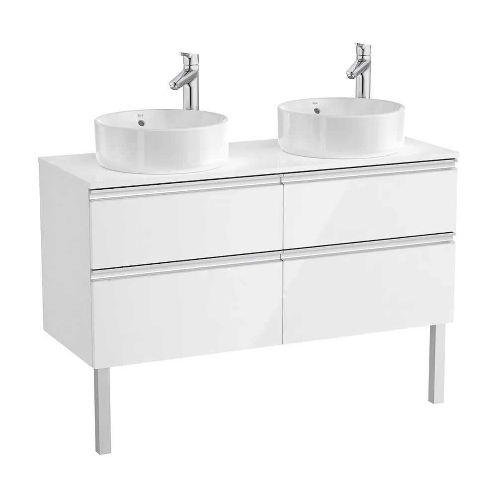 Mueble de Baño para Lavabo Doble Sobre Encimera con 4 Cajones de 120 cm Colección The Gap Blanco Brillo Roca - Vista 2