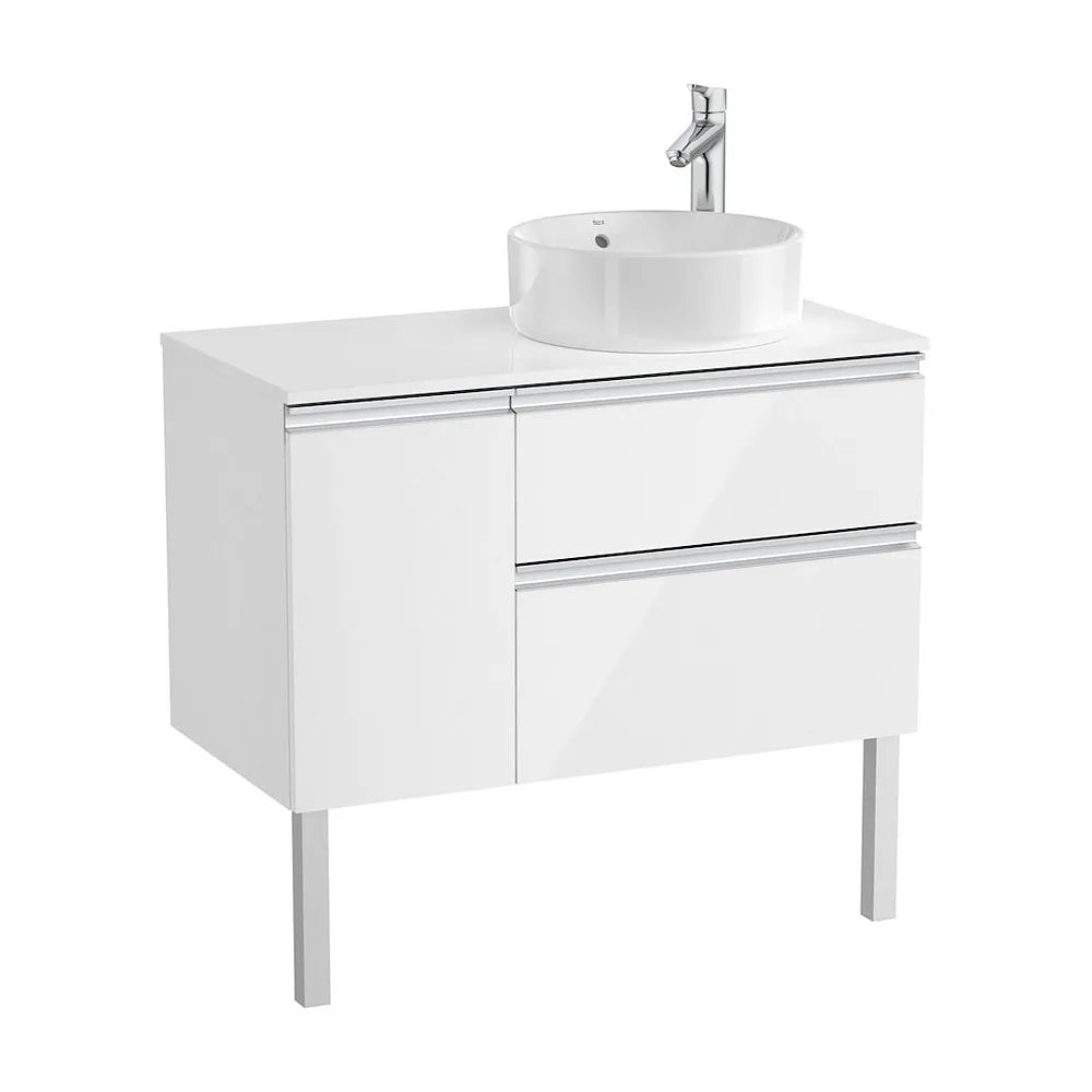 Mueble de Baño para Lavabo Hacia la Derecha con 1 Puerta y 2 Cajones de 90 cm Colección The Gap Blanco Brillo Roca - Vista 2