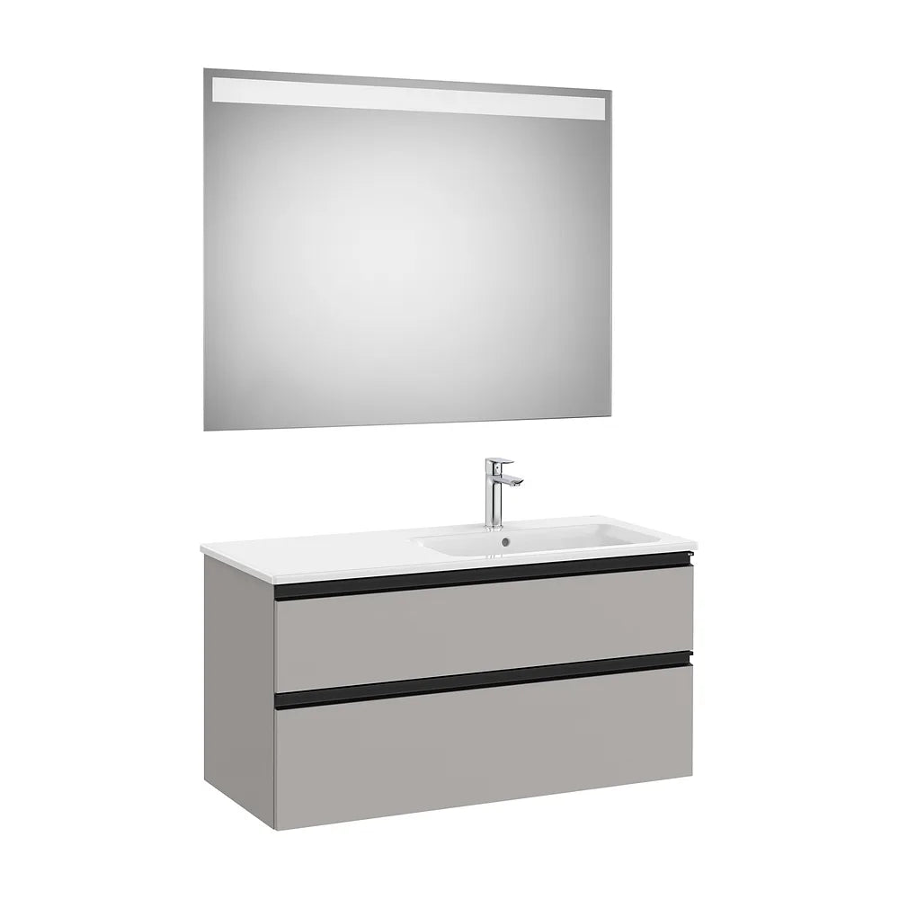 Conjunto de Baño con 2 Cajones en Color Gris Mate de 100 cm Colección The Gap Roca - Vista 1