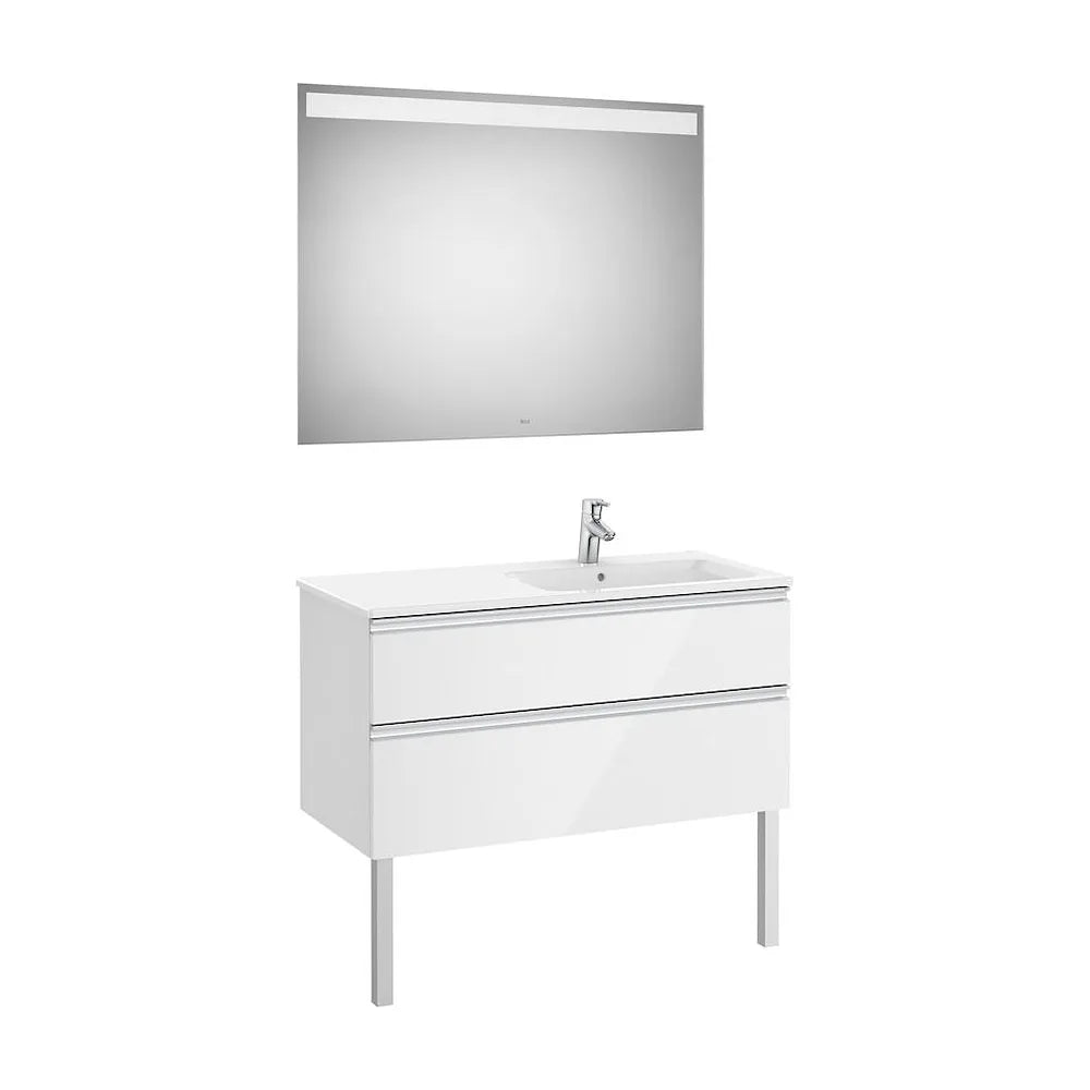 Conjunto de baño de 100 cm con dos cajones en color blanco brillo Pack The Gap Roca - Vista 2