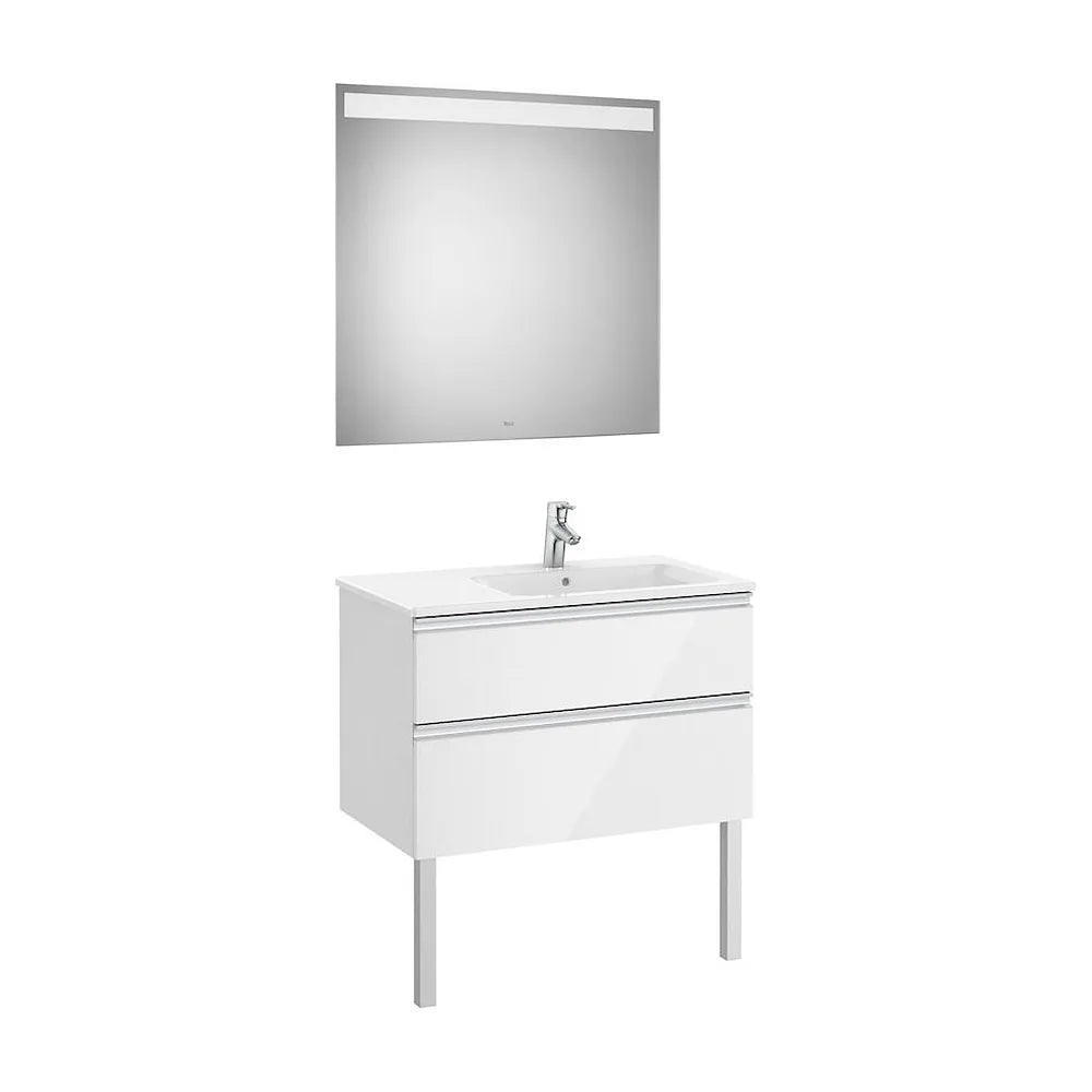 Conjunto de Baño con 2 Cajones de 80 cm Colección The Gap Blanco Brillo Roca - Vista 2