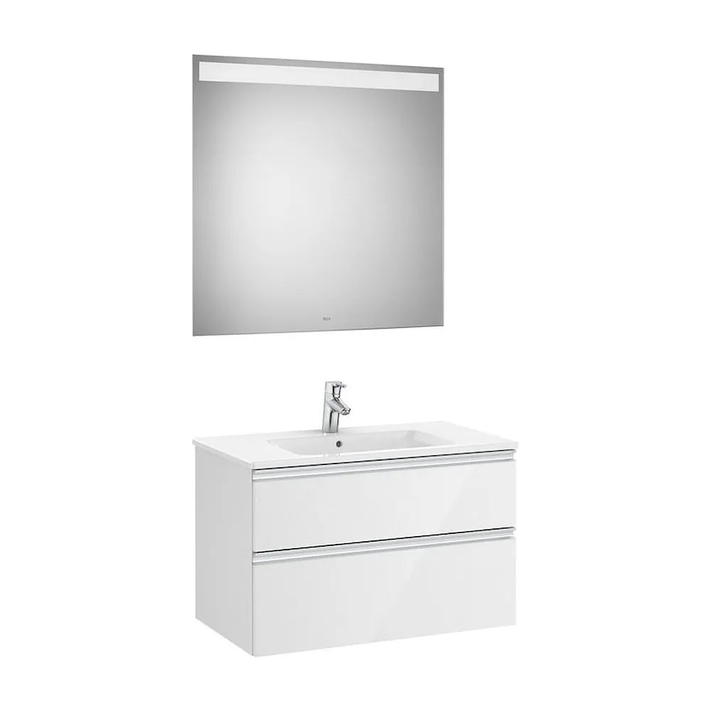 Conjunto de baño de 80 cm con dos cajones de color blanco brillo Pack The Gap Roca - Vista 1