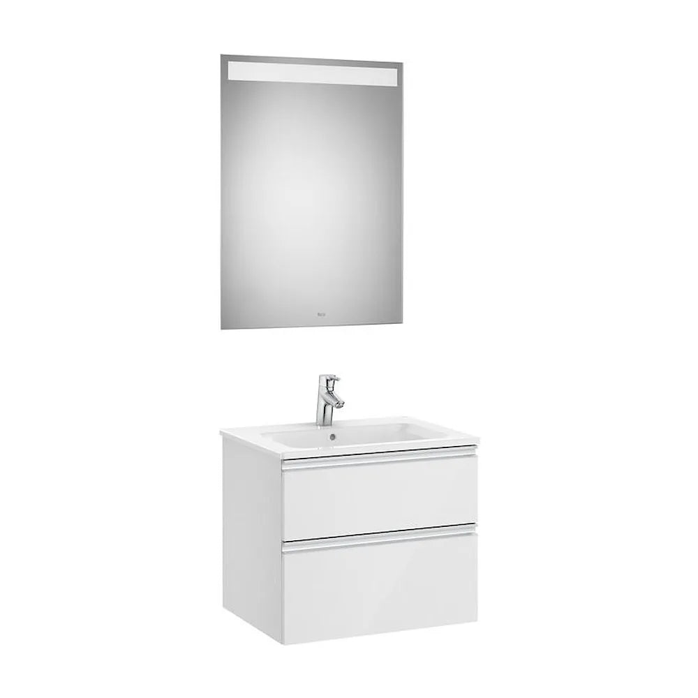 Conjunto de baño de 60 cm con dos cajones en acabado color blanco brillo Pack The Gap Roca - Vista 1