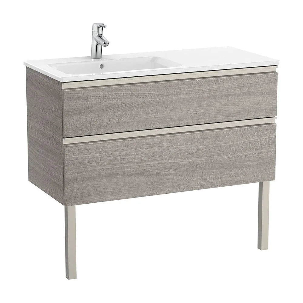 Mueble de baño de 100 cm de ancho con lavabo izquierdo en color roble Unik The Gap Roca - Vista 2