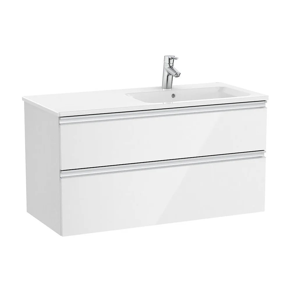 Mueble de baño de 100 cm de ancho con lavabo derecho en color blanco brillo Unik The Gap Roca - Vista 1
