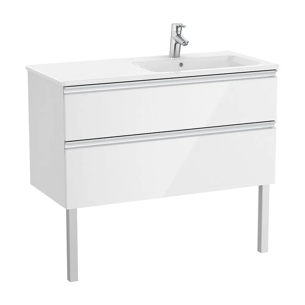Mueble de baño de 100 cm de ancho con lavabo derecho en color blanco brillo Unik The Gap Roca - Vista 2