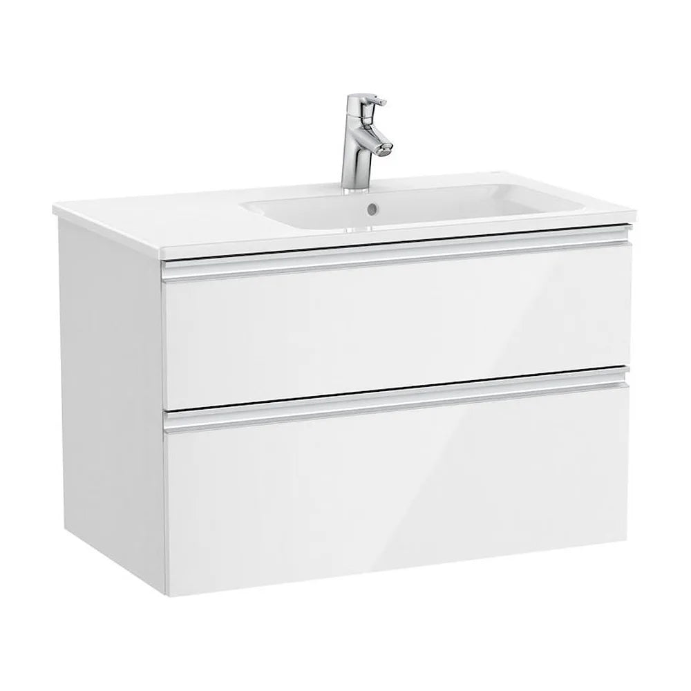 Mueble de baño de 80 cm con lavabo derecho color blanco brillo Unik The Gap Roca - Vista 1