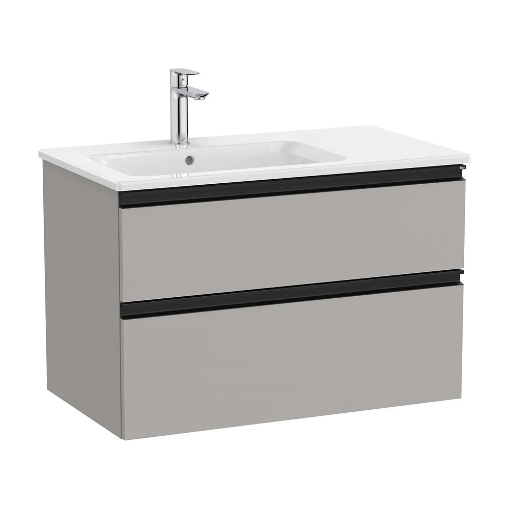 Mueble de Baño con Lavabo Izquierdo Gris Mate Unik de 80 cm Colección The Gap Roca - Vista 1