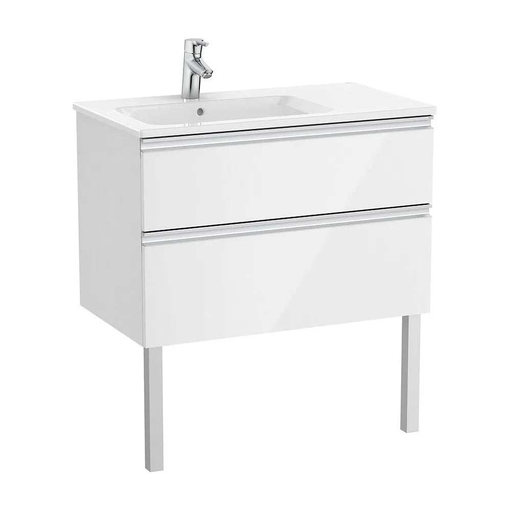 Mueble de baño de 80 cm de ancho con lavabo izquierdo en color blanco brillo Unik The Gap Roca - Vista 2