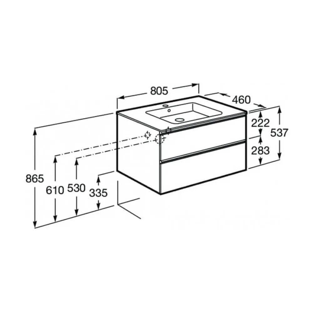 Mueble de Baño con Lavabo Central Unik de 80 cm Colección The Gap Roble Roca - Vista 8